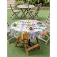 thumbnail image 4 of Outdoor Tablecloths with Umbrella Hole & Zipper, Spring Wildflowers Round Tablecloth 54 Inch, Watercolor Floral Leaf Colorful Plaid Waterproof Table Cloth, Patio/Pool/Picnic Table Covers, 4 of 8