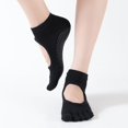 thumbnail image 1 of Calcetines de yoga con punta abierta, antideslizantes, transpirables, cómodos para deportes, calcetines de yoga multicolor, 1 of 6