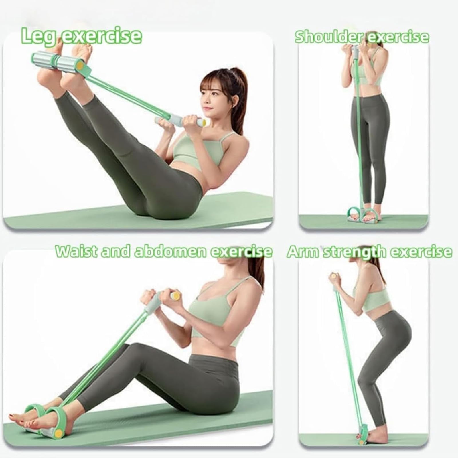 Upper Belly Resistance Band, Foot Pedal Resistance Band, 6-Tube Elastic Yoga Pedal Puller, Multi-Function Yoga Elastic Pull Rope for Abdominal, Waist & Leg Slimming