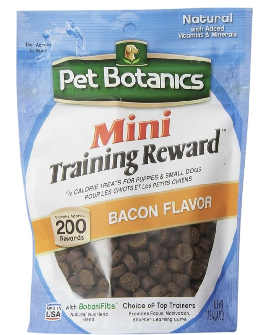 Pet Botanics Mini Training Rewards for Dogs 3 Flavor Variety Bundle: (1) Bacon, (1) Chicken and (1) Beef, 4 Oz Ea (200 Count per Bag, 3 Bags Total)