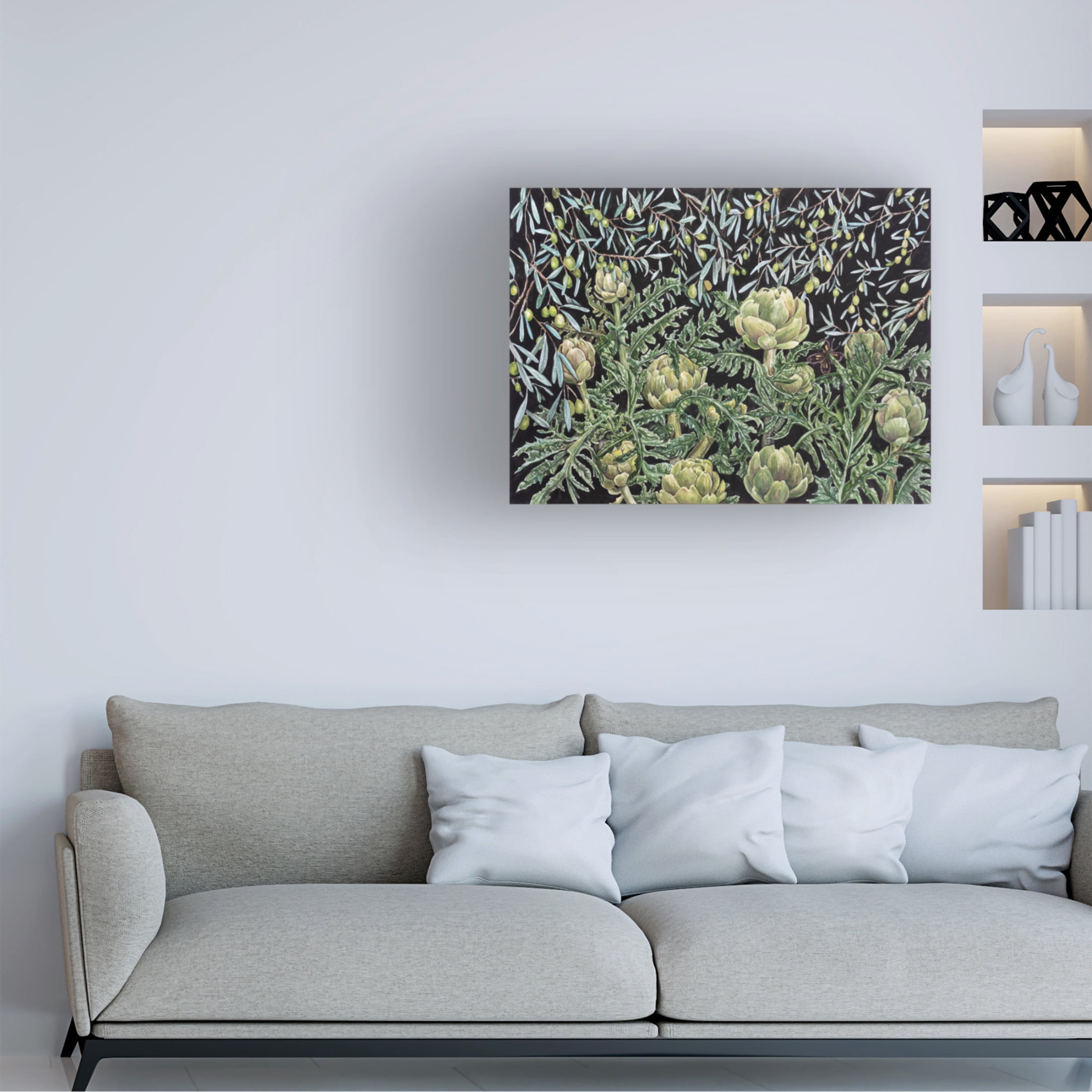 Canvas Wall Art - Charlsie Kelly 'Artichokes and Olives' Wall Art for Living Room, Bedroom, or Office Décor by Trademark Fine Art - 24 x 18 Inches