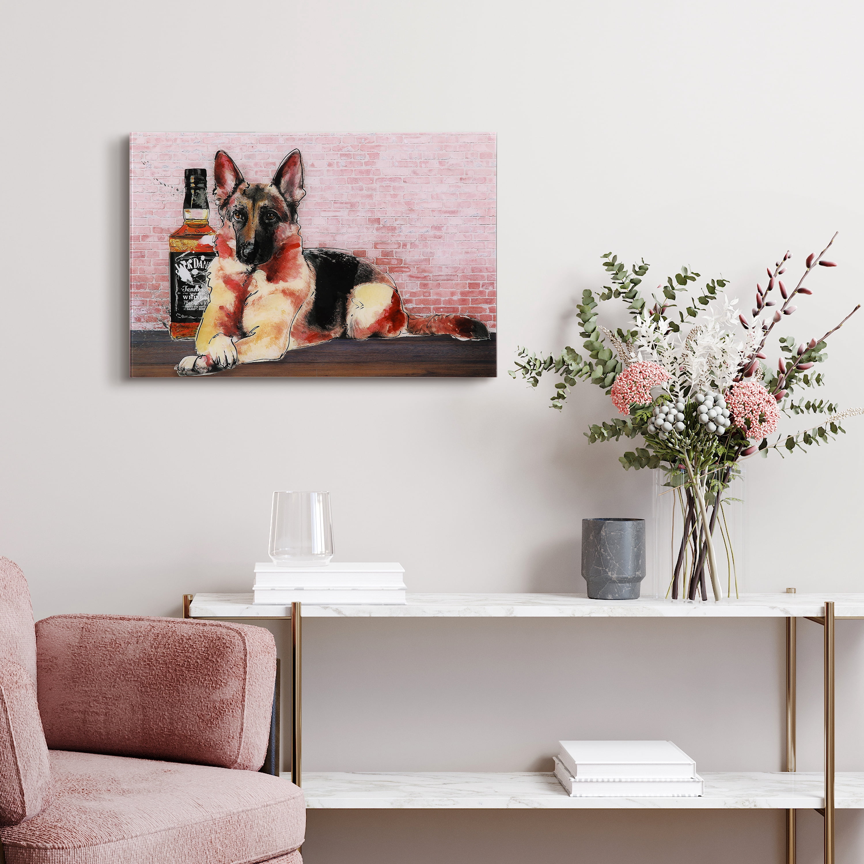 Empire Art Direct German Jack Frameless Free Floating Tempered Glass Panel Graphic Dog Wall Art, 24" x 16", Ready to Hang