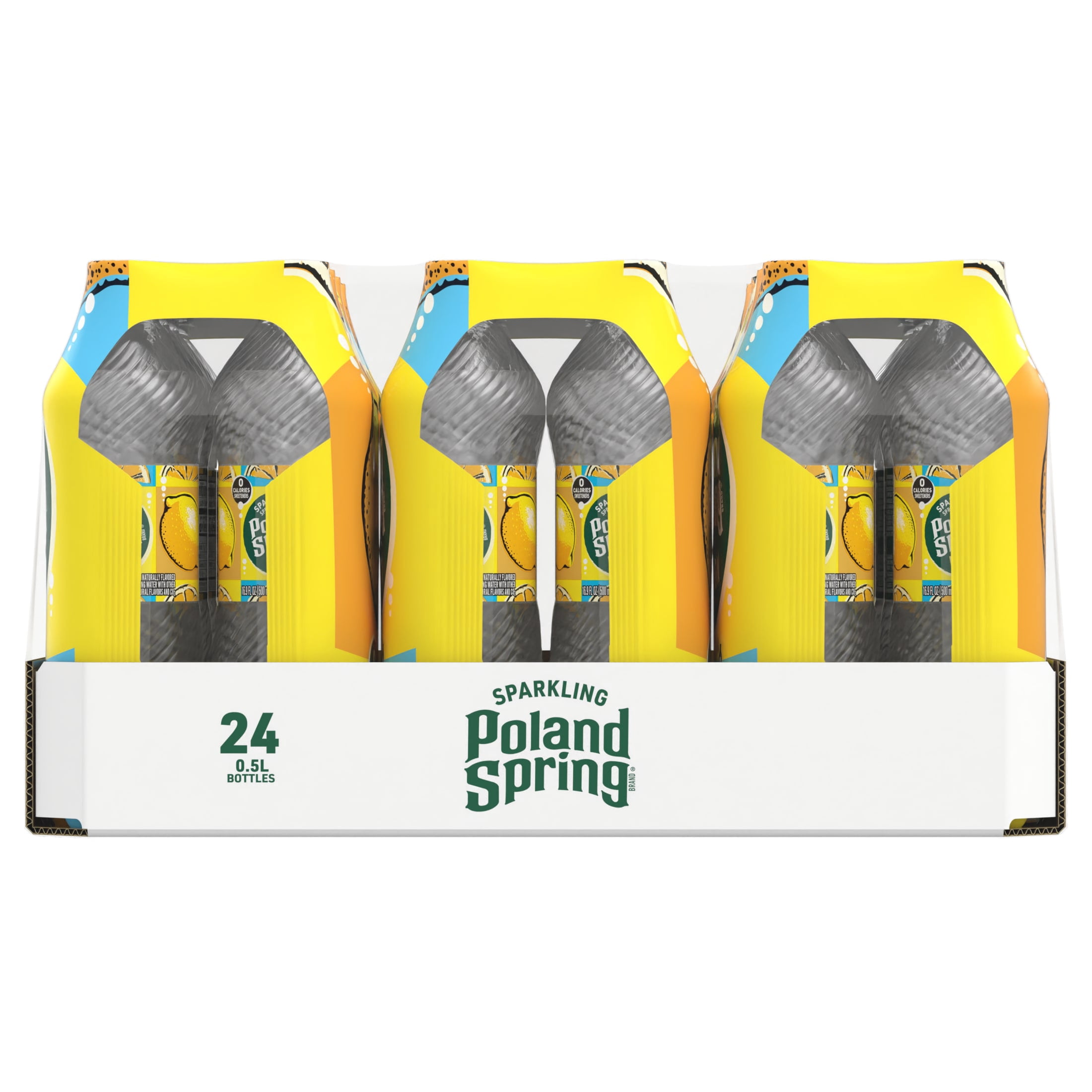 Poland Spring Sparkling Water, Lively Lemon, 16.9 Oz. Bottles (24 Count)