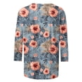thumbnail image 5 of YUGYXL Shirts for Women 3/4 Length Sleeve Tee Tops Casual Round Neck T Shirts Summer Floral Print Dressy Blouses Gray L, 5 of 6