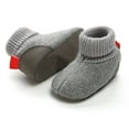 thumbnail image 4 of Xijirk Solid Knit Wool Blend Baby Booties Non Soft Sole Warm Crib Shoes Winter Pre Walker Footwear Grey,12-18 Months, 4 of 6