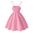 thumbnail image 5 of HAOTAGS Girls Dresses,Mid-Length Round Neck Sleeveless Lightweight Summer Bubble Dress Pink 4-5, 5 of 9