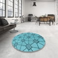 thumbnail image 3 of Ahgly Company Indoor Round Patterned Bright Turquoise Blue Area Rugs, 5' Round, 3 of 6
