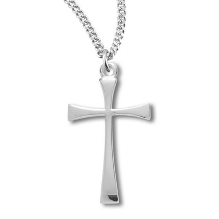 Sterling Maltese Cross - Women's Sterling Silver High Polish Slim Maltese Cross Necklace + 18