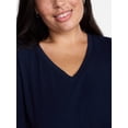 thumbnail image 4 of Terra & Sky Women's Plus Size V Neck Tee with Short Sleeves, Size 0X-5X, 4 of 5
