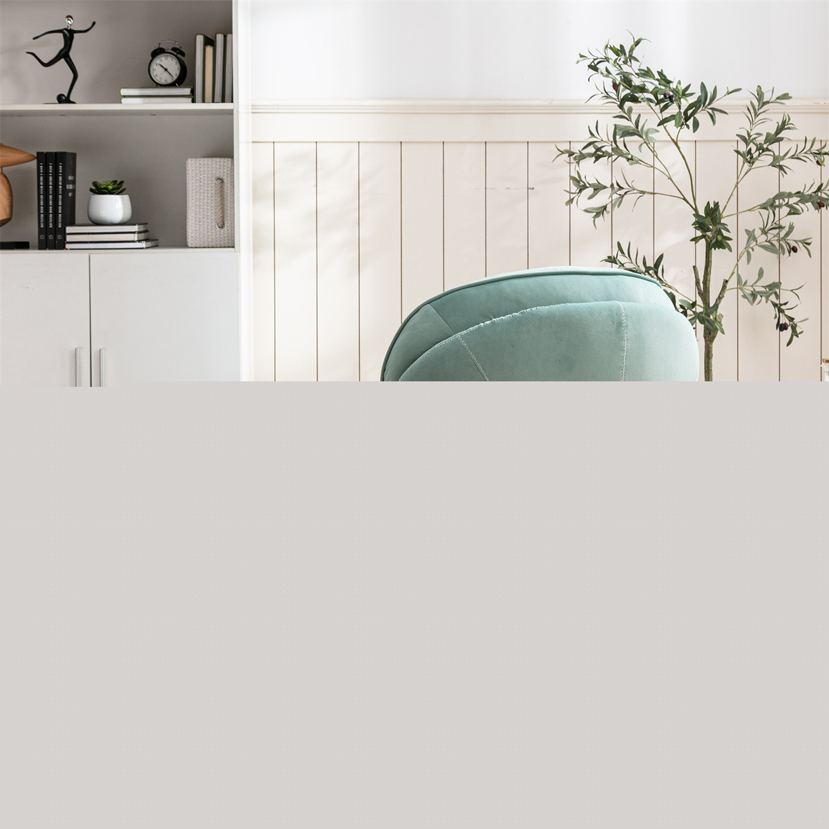 thumbnail image 3 of Velvet Swivel Accent Chair with Ottoman, Modern Chaise Lounge Chair with Metal Frame and Footstool, Comfy Armchair Reading Chair for Living Room Bedroom Office,Teal, 3 of 7