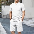 thumbnail image 2 of CONZONE Men's 2 Pieces Outfits Solid Color Short Sleeve T-Shirts Shorts Set for Men Breathable Summer Tracksuit, 2 of 4