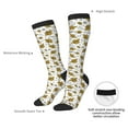 thumbnail image 4 of Xecao Hohey Bee Golden2 print thigh-high socks, crafted for both men and women with a stretchy, high-opaque design perfect for daily wear, 4 of 6