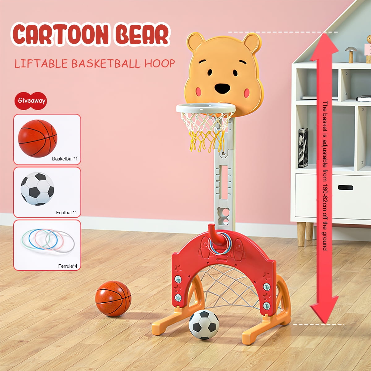 BMTBUY Kids Basketball Hoop, Toddler Sports Activity Center with Adjustable Height, Basketball