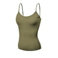 thumbnail image 2 of Basic Women Short Cami Built-In Shelf Bra - 4 Pk - Light Oliv, Dst Sage, Dst Blue, Blk, L, 2 of 6