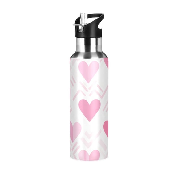 Yayeee 20oz Insulated Water Bottle Double Wall Stainless Steel with Flip Straw Lid, Geometric Love