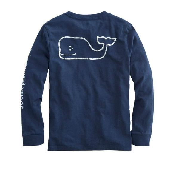 Camiseta Vineyard Vines de manga larga para niño, vintage, color azul ballena