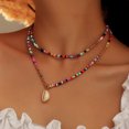thumbnail image 5 of 1 pieza (Color) Collar de cuentas coloridas de viento bohemio Cadena de cuello de concha de siete colores Collar de gargantilla bohemia de oro con cuentas - Accesorios de joyería para mujeres y niñas Rojo Verde, 5 of 5