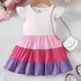 thumbnail image 2 of Gelikeya Toddler Girls Easter Dresses 2T-6T Little Princess Rainbow Color Block Dress Flutter Sleeve Casual Spring Summer Dress(Toddlers, Z01-White, 12-18 Months), 2 of 7