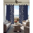 thumbnail image 3 of Japanese Black Out Curtains 72 Inch Long, Light Blocking Drapes with Black Liner, Navy Blue Country Flowers Leaves Aesthetic Thermal Blackout Curtains for Bedroom Living Room 52"x72" 2 Panels, 3 of 8