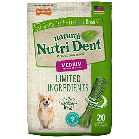 UPC: 0018214842712 | Nylabone Nutri Dent Limited Ingredient Dental Chews Fresh Breath Medium 20 count