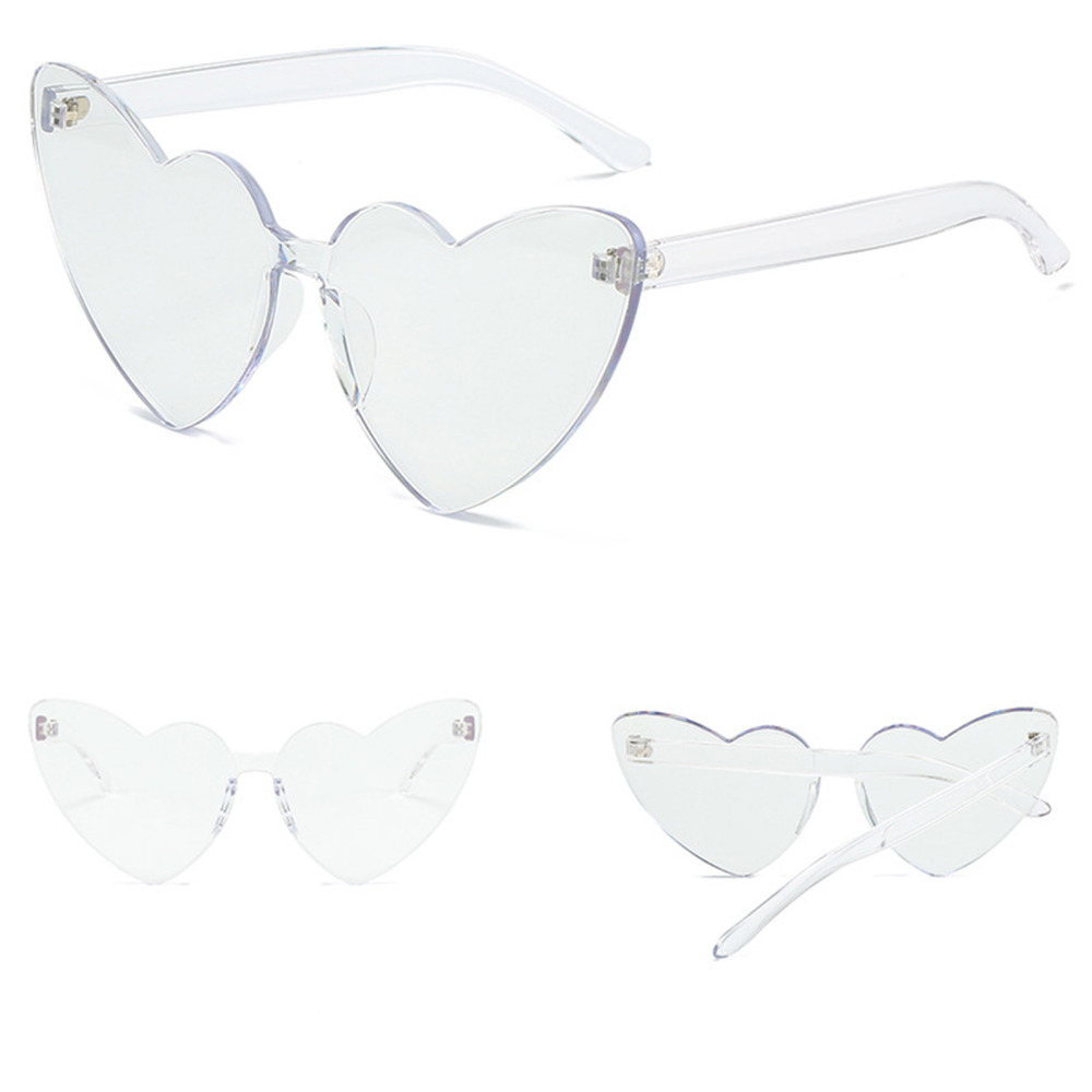 Trendy Rimless Heart Sunglasses with Creative Heart Shape Design