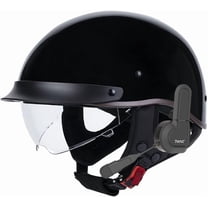 German Style Bluetooth Motorcycle Half Helmet Scooter Open Face DOT Approved Built-in Speaker Headset Microphone Retractable Visor Adjustable Quick Release Buckle