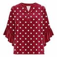 thumbnail image 4 of ICHUANYI Womens 3/4 Length Sleeve Tops Summer Ruffle Sleeve Blouses V-Neck Lace T-Shirts Dressy Casual Top, 4 of 6