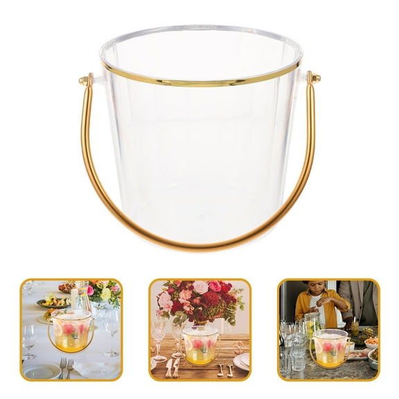 MERRYHAPY Multi-Function Transparent Plastic Ice Bucket with Stable Handle for Parties and Outdoor Use