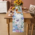 thumbnail image 2 of Watercolor Flowers Table Runner 60 Inches Long Farmhouse Dress Scarves, Spring Butterflies Floral Gray Wood Dining Tablerunner for Coffee Table/Kitchen Island/Party Décor, 13" x 60", 2 of 8