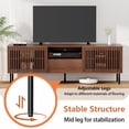 thumbnail image 5 of Hommpa TV Stand for 55/65/70 inch TV with 2 Slatted Doors and Drawer, Mid Century Modern TV Console for Living Room Bedroom, Storage Cabinets Entertainment Center for Gaming Media Console,Walnut, 5 of 10
