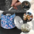 thumbnail image 4 of Yayeee Ashtray with Lid for Cigarette Smokeless Stainless Steel Home Ash Holder, Blue Daisy, 4 of 7