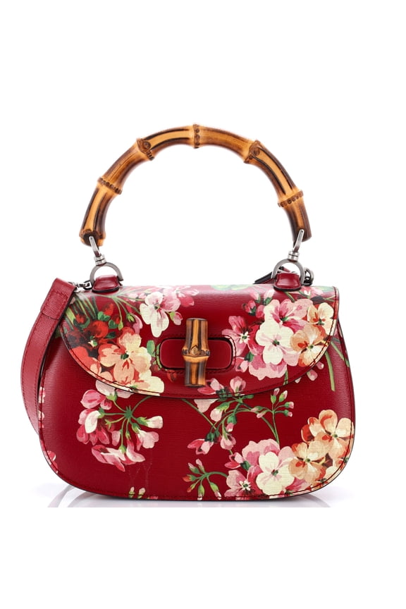 Pre-Owned Bamboo Top Handle Bag Blooms Print Leather Small By Rebag