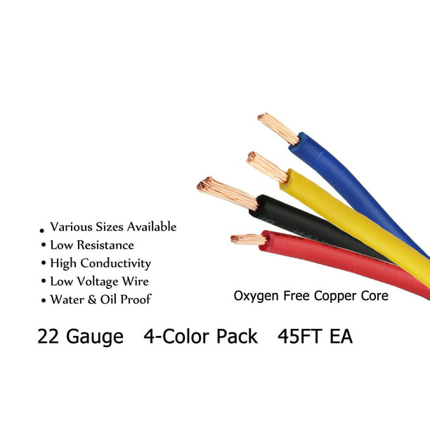 18 Gauge 6 color High Temp Hookup Primary Wire Voltage Lighting Copper Cable 16ft/35ft/60ft/100ft/ EA - Walmart.com