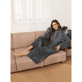 thumbnail image 4 of Robes for Women, LOFIR Long Womens Robes, Soft Fluffy Fleece Bath Robe with Front Pocket, Winter Warm Plush Lapel Women's Robes, Adjustable Belt, Grey, S/M, 4 of 8