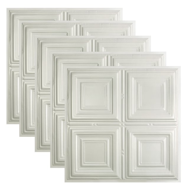 Great Lakes Tin Syracuse Gloss White 2ft x 2ft Lay In Ceiling Tiles (5 Pack)