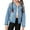 Blue, variant on KAUOD Teen Girls Jeans Jackets Buttons Front Pockets Long Sleeve Denim Coats Kids Trendy Collar Retro Jeans Coats Clothes