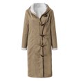 thumbnail image 5 of VEKDONE Hoodie Jackets for Women 2026 Fall Winter Lined Fleece Horn Button Coat with Pockets Solid Color Plush Warm Long Hooded Outwear Khaki XXL, 5 of 5