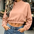 thumbnail image 2 of Cropped Sweatshirt for Women Trendy Casual Mock Neck Oversized Long Sleeve Warm 2026 Fall Fashion Outfits, 2 of 6
