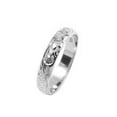 thumbnail image 1 of 14K white gold custom hand engraved Hawaiian queen plumeria scroll band ring 4mm size 4, 1 of 5