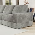 thumbnail image 3 of 107'' Gray Corduroy Sectional Sofa, 3 Seater Modern Modular Oversized Upholstered Couch with Comfy Pillows Deep Seat And Square Arm For Living Room Bedroom Apartment Office (Grey, 3 Seater), 3 of 10