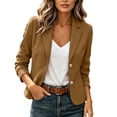thumbnail image 2 of QIYAGBSA Blazer for Women Soft Slim Fit Notched Lapel Two Button Long Sleeve Fall Casual Office Outerwear Lightweight Layer for Cool Days Everyday Wear (Khaki, S), 2 of 9