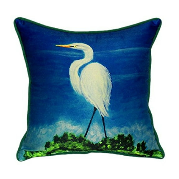 Betsy Drake ZP325 Great Egret Throw Pillow- 22 x 22 in.