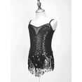 thumbnail image 5 of Doomiva Girls Ballet Dress for Kids Sequin Tassel Hem Latin Dance Dress Leotard with Hat Rumba Samba Jazz Dance Dress Black 14, 5 of 7