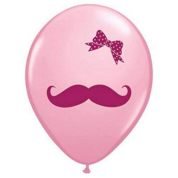 LOONBALLOON Baby-Shower Balloons, 11" MUSTACHE & RIBBON