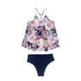 thumbnail image 4 of up to 60% off Gifts Wycnly Womens Two-Piece Swimsuits Summer Irregular Hem Juniors Swimsuits Bathing Suits Sleeveless V-Neck Tie-Dye Print Swimwear Hot Pink XL, 4 of 4