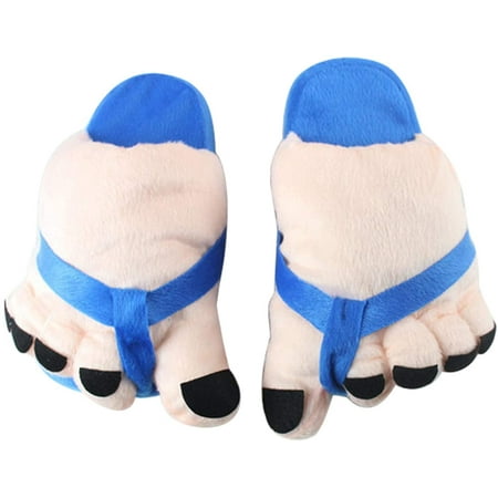 Women Cartoon Toe Big Feet Velvet Anti-Slip Warm Soft Slippers Cotton ...