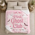 thumbnail image 5 of Pink And White Cute Ghost Club Quote With, Cute Pastel Graphic Style for Cute Decor Enthusiasts, Housewarming Gift with Cozy Flannel Blanket, Home Decor for Bedroom And Playroom And Family Room, 5 of 9