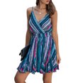 thumbnail image 2 of DYMADE Femmes Boho Mode V-Cou Sans Manches Robe Spaghetti Sangle Mini Robes, 2 of 4