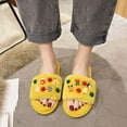 thumbnail image 2 of Lovskoo 2024 Christmas Slippers for Women And Men Couple Shoes Flat Fleece Non-Slip Home Shoes Linen Comfortable Platform Slippers Yellow, 2 of 6