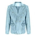 thumbnail image 5 of Black**Friday ChaoHeng Denim Coats for Plus Size Women's Double Breasted Denim Jacket,Long Sleeve Lapel Collar with Two Pockets, 5 of 6